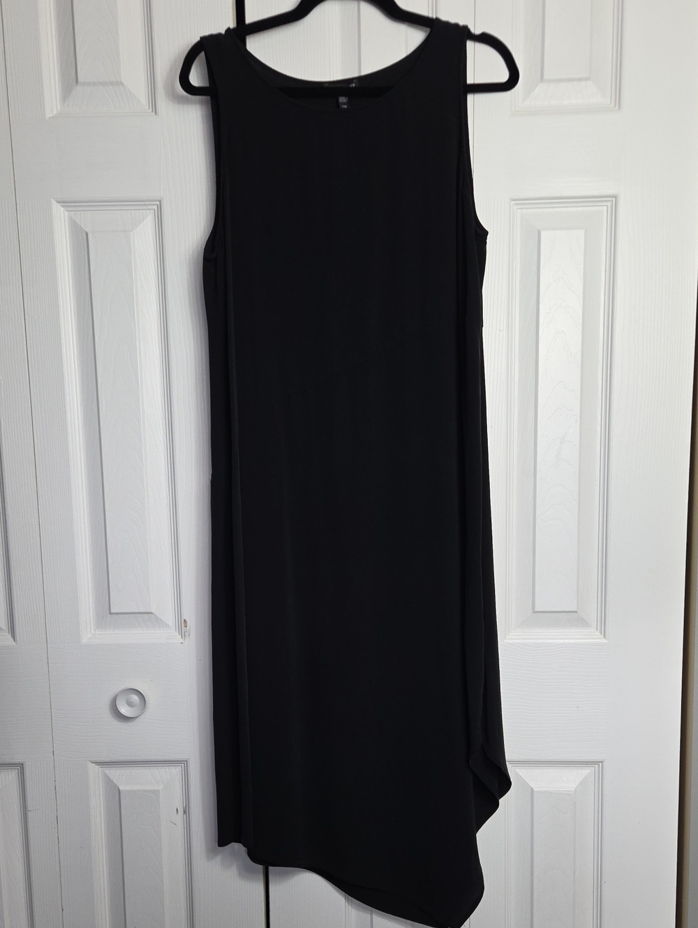 Eileen Fisher Black Silk Sleeveless Asymmetric Midi Dress